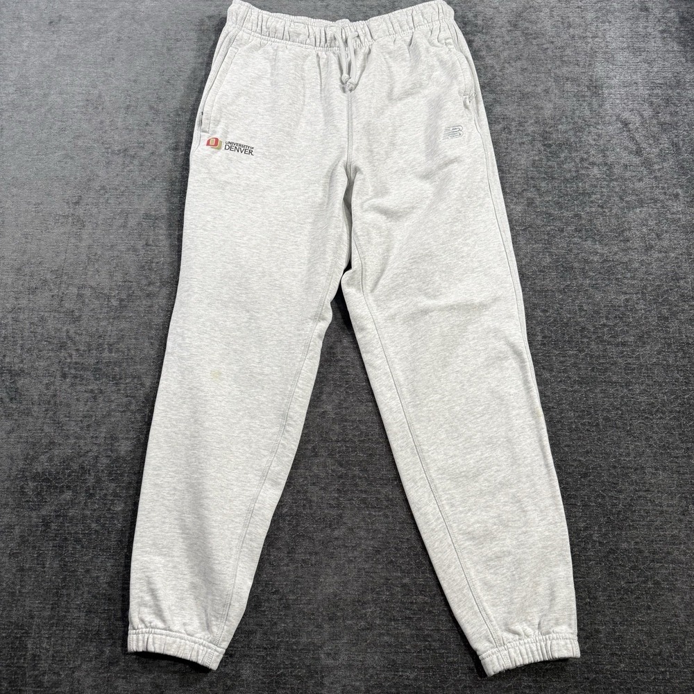 New Balance Sport Essentials Fleece Joggers Gray Logo MP41508 Men's Size Small